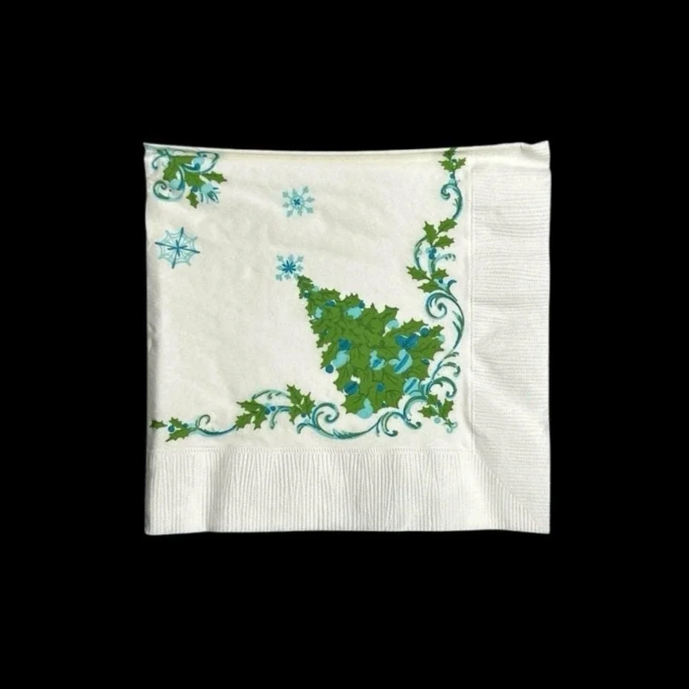 Hallmark Christmas Tree Luncheon Ensemble Paper Napkins Coasters Set‎ 1970s